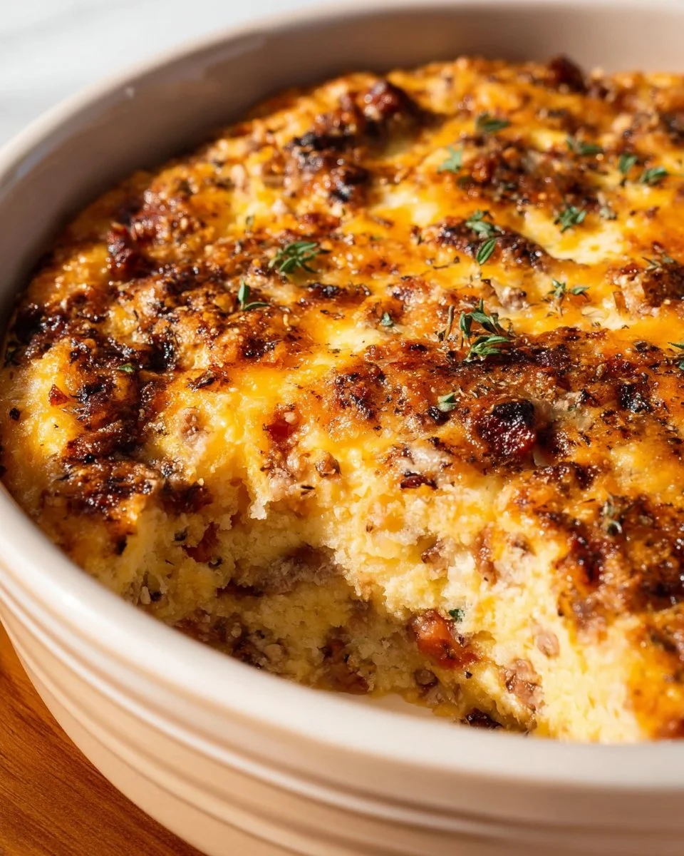 Delicious McGriddle Casserole served on a plate with syrup and toppings