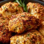 Juicy melt-in-your-mouth chicken breast served on a plate, garnished with herbs.