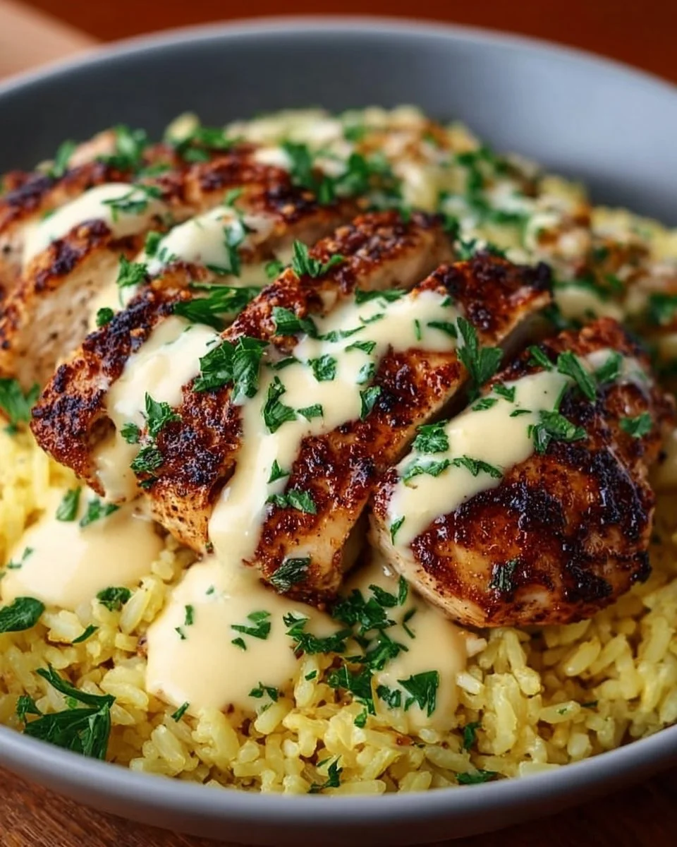 Delicious Mexican Chicken topped with creamy cheese sauce served in a bowl