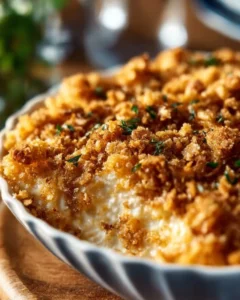 Delicious Million Dollar Chicken Casserole served in a baking dish