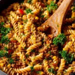 Delicious one pot cheesy taco pasta served in a bowl