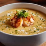 Slow Cooker Tuscan Chicken in a ceramic dish garnished with fresh herbs