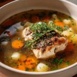 Slow Cooker Tuscan Chicken with vegetables in a rustic cooking pot