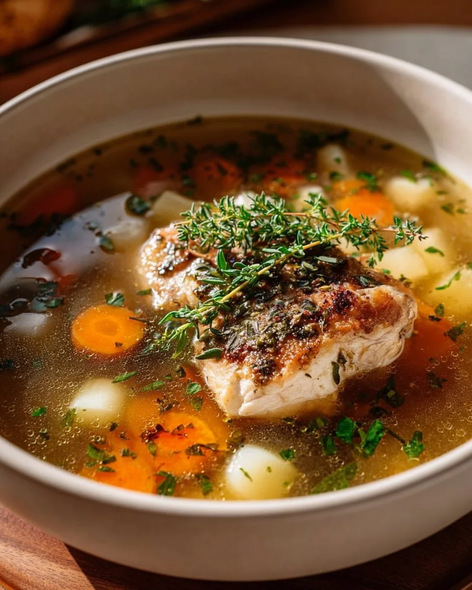 Slow Cooker Tuscan Chicken with vegetables in a rustic cooking pot