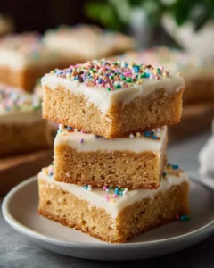 Delicious soft sugar cookie bars topped with colorful sprinkles