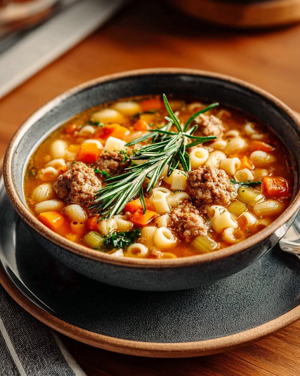 Bowl of traditional Pasta e Fagioli with beans and pasta