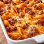 Delicious 4 Ingredient Hamburger Casserole served in a baking dish