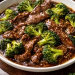 Delicious Beef and Broccoli stir-fry served on a plate with rice
