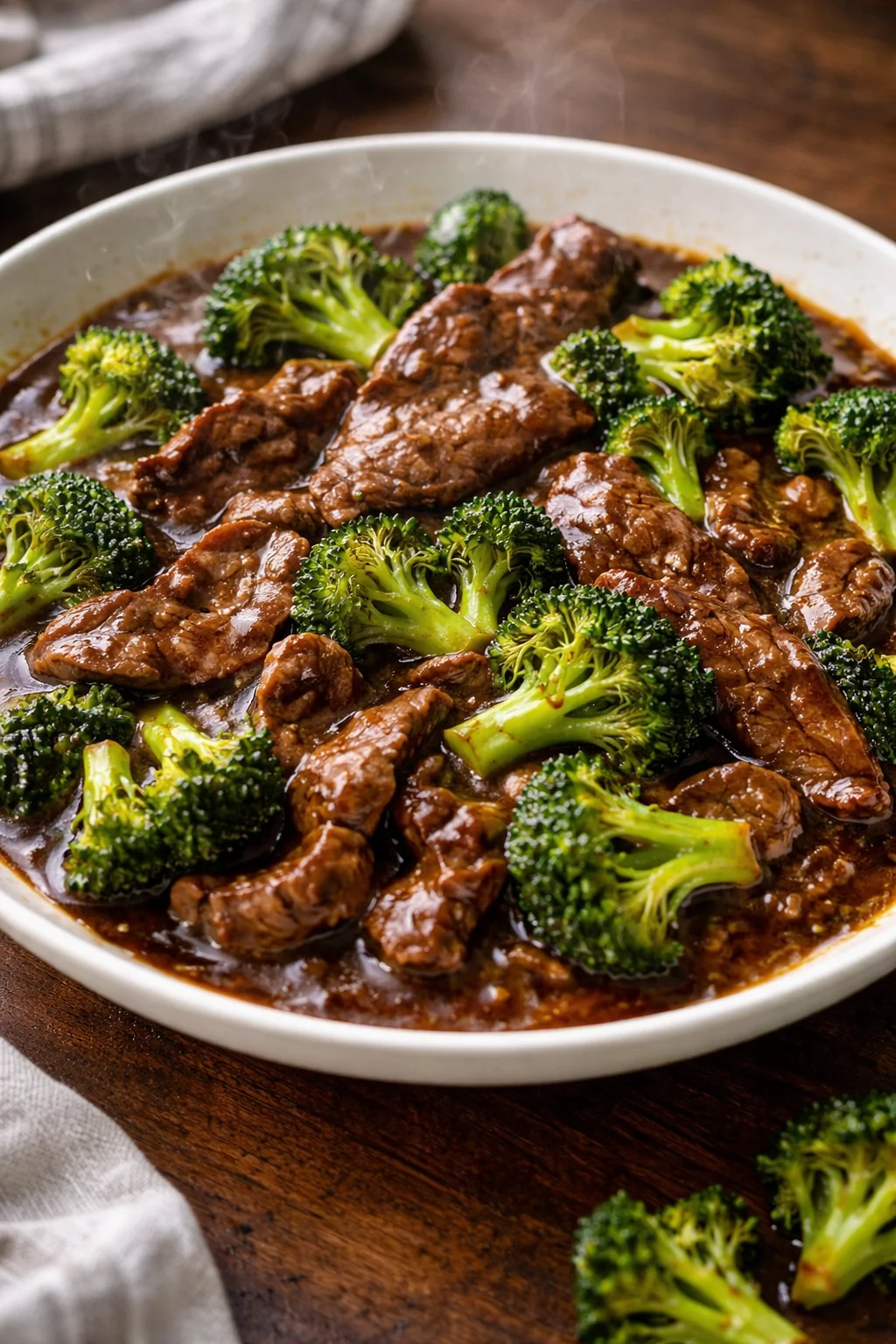 Delicious Beef and Broccoli stir-fry served on a plate with rice
