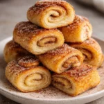 Cinnamon roll snails fresh out of the oven, drizzled with icing.