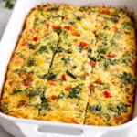 Cottage Cheese Egg Bake topped with fresh herbs and cheese