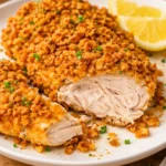 Crispy sour cream and onion chicken recipe served on a plate
