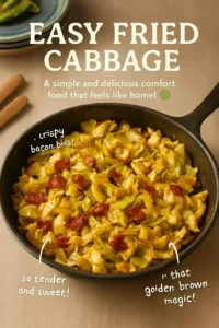 A delicious plate of easy fried cabbage garnished with herbs