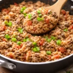Easy Spanish Rice A Roni cooked with ground beef for a tasty meal
