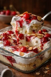 Delicious Heaven On Earth Cake with layers of cream and fruit