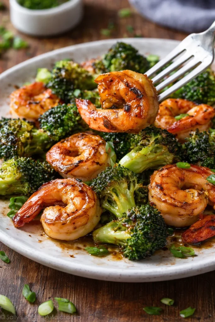 Honey Garlic Butter Shrimp served on a plate with vibrant garnishes.