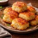 Delicious leftover mashed potato cheese puffs on a plate