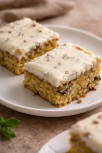 Pineapple-Pecan Cake with Cream Cheese Frosting on a decorative plate