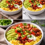 Colorful protein-packed breakfast bowls with fruits and grains