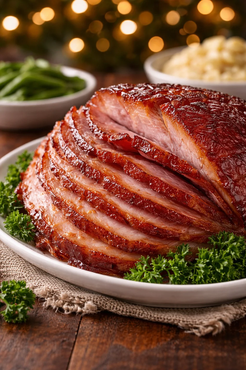 Juicy Slow Cooker Amish Christmas Ham ready for the holiday feast
