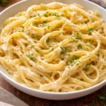 Slow Cooker Creamy Alfredo Pasta served in a bowl