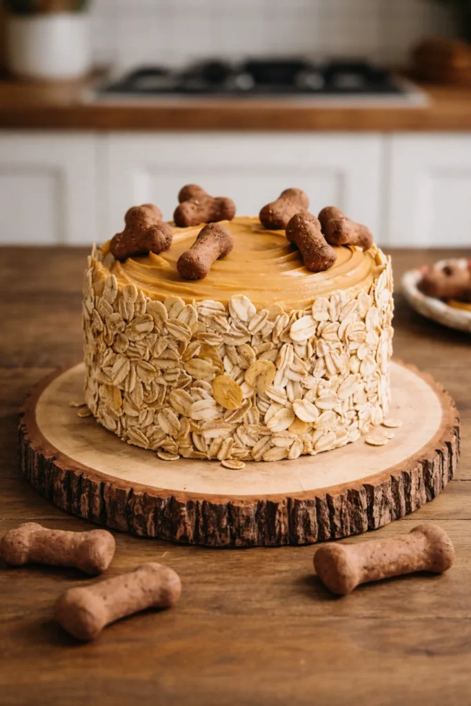 Delicious homemade 3-ingredient dog cake for a pet birthday celebration