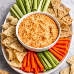 Delicious Buffalo Chicken Dip served in a bowl with tortilla chips