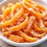 Delicious candied orange peels served as a sweet treat.