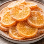 Dehydrated candied oranges for snacking or baking