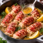 Delicious garlic butter poached lobster tails on a plate