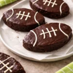 Fudgy football brownies decorated for game day