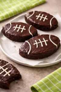 Fudgy football brownies decorated for game day