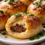 Garlic Parmesan Cheeseburger Bombs freshly baked and ready to enjoy.