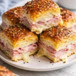 Delicious Ham and Swiss Sliders served on a platter