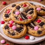 Homemade Oreo M&M's Cookies with chocolate and colorful candies
