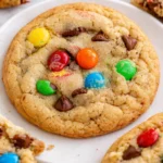 Delicious soft and chewy M&M cookies fresh from the oven
