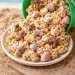 Delicious beach party popcorn served in a colorful beach-themed bowl.
