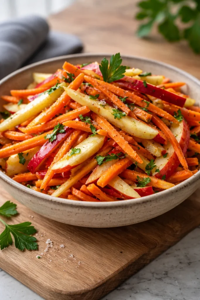 Fresh Carrot Apple Salad with crunchy carrots and sweet apples