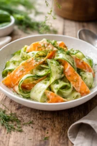 Fresh Carrot & Cucumber Ribbon Salad with vibrant ribbons of veggies