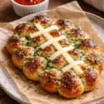 Cheesy stuffed garlic bread rolls fresh out of the oven