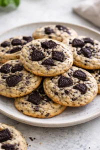 Delicious Cookies and Cream Cookies with chocolate chips and creamy filling