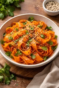 Viral TikTok carrot salad with fresh ingredients and vibrant colors