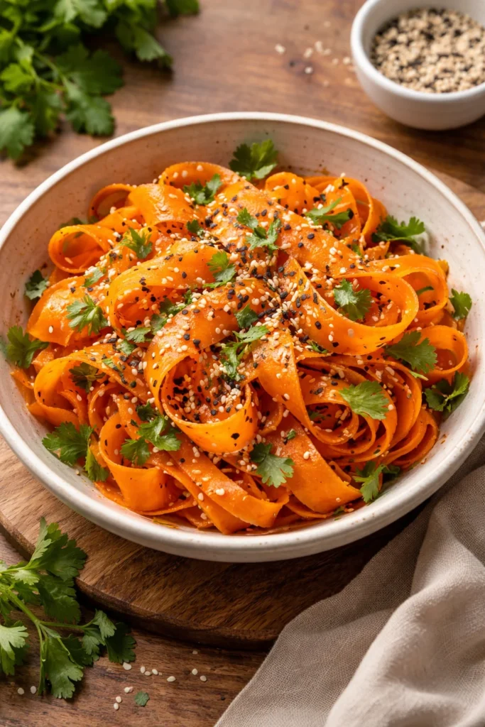 Viral TikTok carrot salad with fresh ingredients and vibrant colors