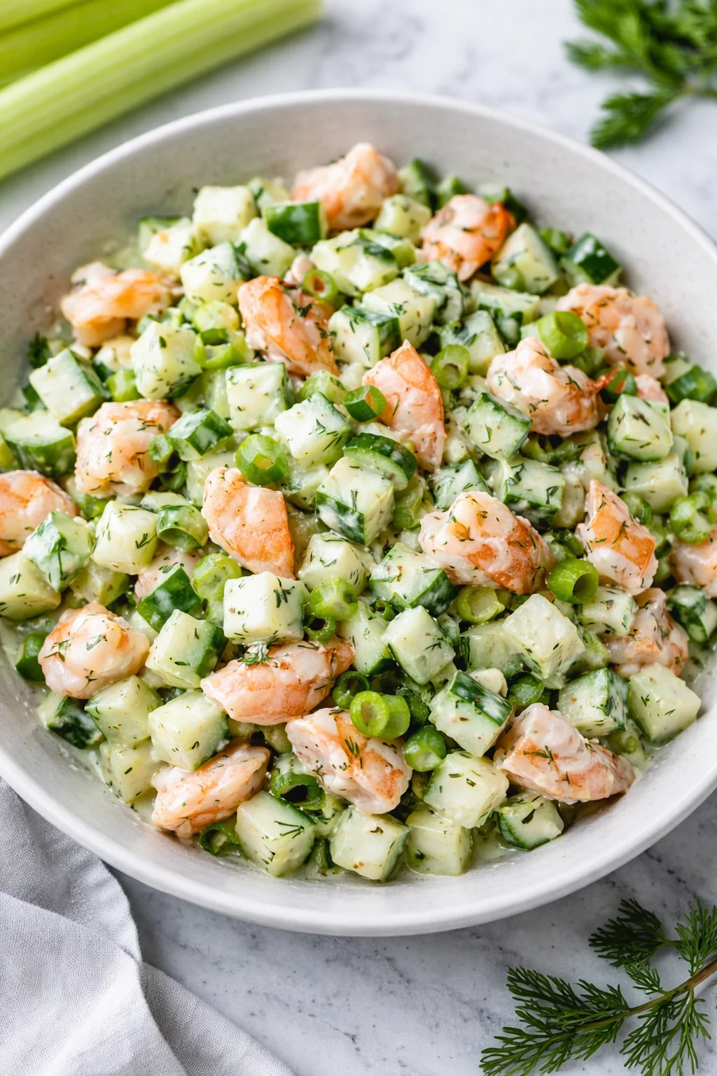 Delicious Cucumber Shrimp Salad featuring fresh shrimp and crunchy cucumbers
