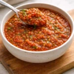 Homemade easy canned tomato salsa with fresh ingredients