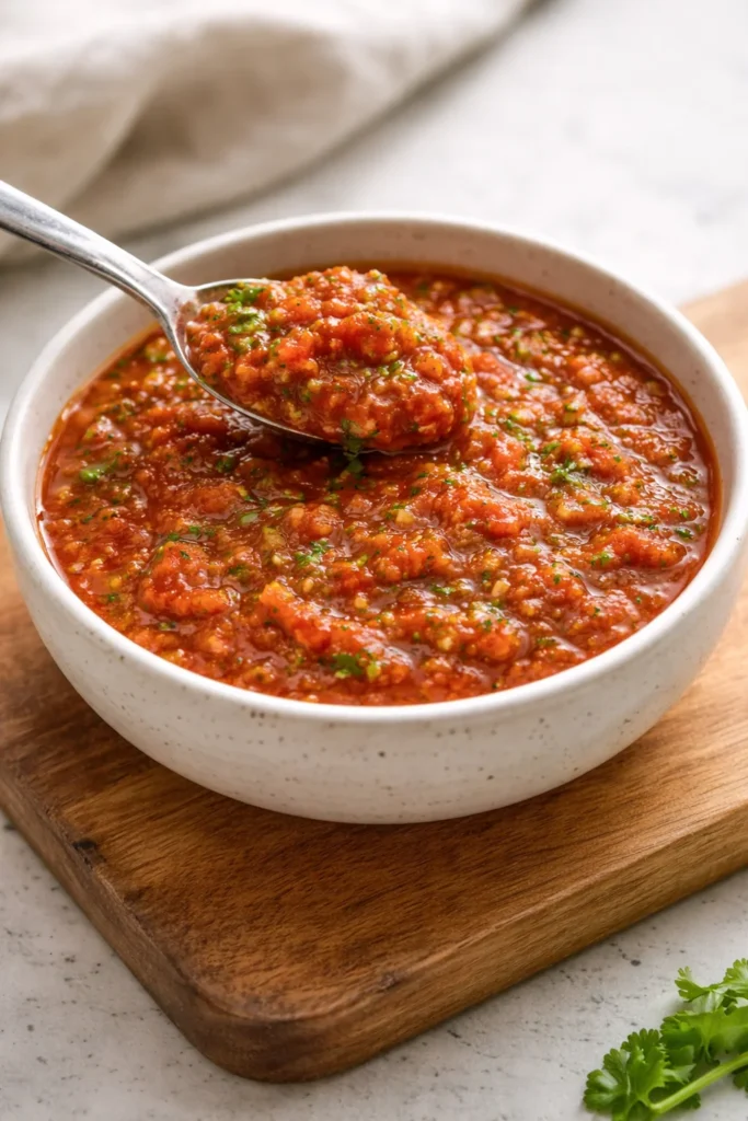 Homemade easy canned tomato salsa with fresh ingredients