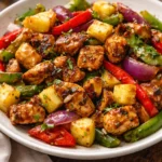 Hawaiian Chicken Sheet Pan meal featuring chicken, pineapple, and vegetables