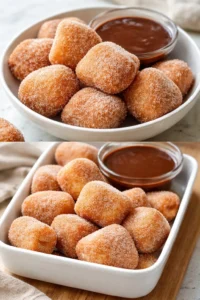 Delicious and healthy air fryer churro bites served for dessert.