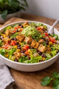 Colorful Santa Fe Salad with fresh vegetables and dressing