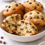 Delicious sourdough chocolate chip muffins fresh out of the oven